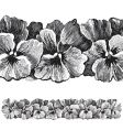 Antique pansies border engraving vector image