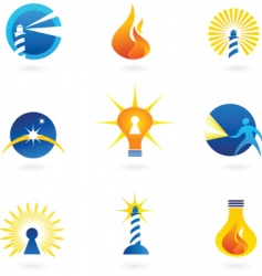 Lamp and lighthouse logos vector image