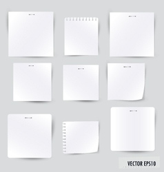 Collection of various white note papers vector image