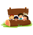 Kids on log vector image
