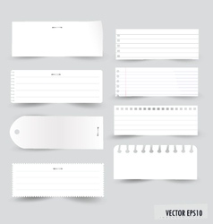 Collection of various white note papers vector image