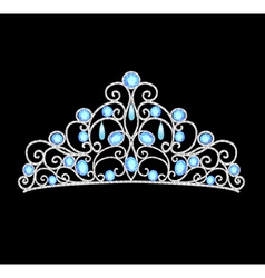 Womens tiara crown wedding with blue stones and pe vector image