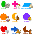 Basic Geometric Shapes with Cartoon Animals vector image