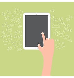 Finger touch tablet with email icon background vector image