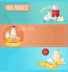 Milk products horizontal banners set vector image