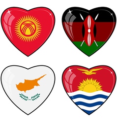Set of images of hearts with the flags of Kenya vector image