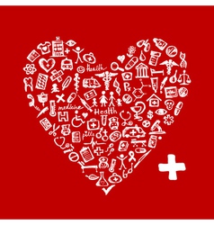 Heart shape with medical icons for your design vector image