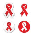 Red ribbon - AIDS HIV heart disease stroke vector image