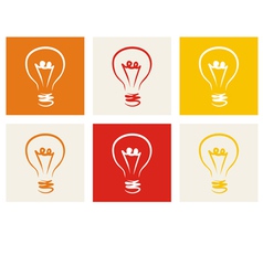 Light bulb icon - hand drawn colorful doodle set vector image
