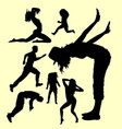 Action male and female gesture silhouette vector image