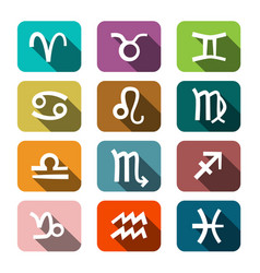 Zodiac symbols colorful rectangles icons flat Zodiac symbols colorful rectangles icons flat vector image