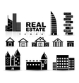 Black real estate houses buildings icon set vector image