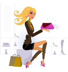 Woman buying bag in mall vector image