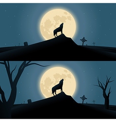Halloween background with howling werewolf vector image