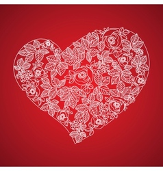 Red valentine heart in floral style isolated on Red valentine heart in floral style isolated on vector image