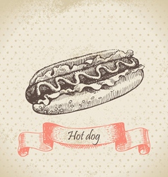 Hot dog hand drawn vector image
