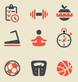 Fitness black and red icon set vector image