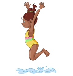 A girl diving into water vector image