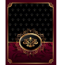 Golden ornate frame with emblem - vector image