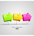 Colorful arrow pushpins 3D vector image