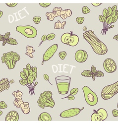 Hand drawn green vegetables seamless pattern in vector image