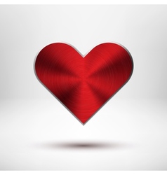 Red Valentiness Day Heart with Metal Texture vector image