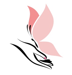 Hand and butterfly vector image