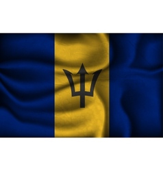 Crumpled flag of Barbados on a light background vector image