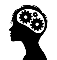 Gears in head silhouette vector image