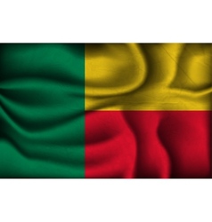 Crumpled flag of Benin on a light background vector image