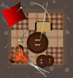 Button and needle vector image