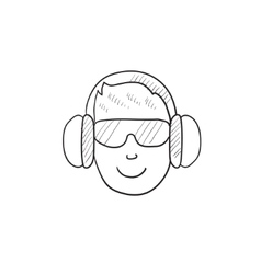 Man profile silhouette with headphone music Vector Image