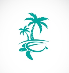 Image of an palms tree and turtles vector image