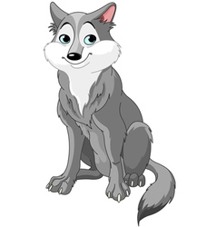 Cute cartoon wolf vector image
