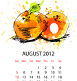 Calendar with fruit for 2012 august vector image