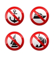 Set prohibited signs - fishing Set prohibited signs - fishing vector image