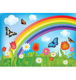 With butterflies rainbows and flowers vector image