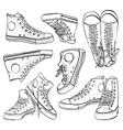 Black and white sneakers set vector image