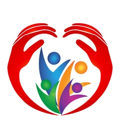 Family protected by hands logo vector image