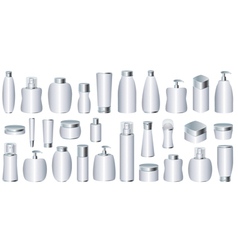 Set of silver cosmetic packages vector image