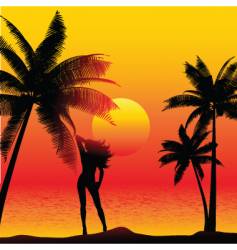 Girl on beach vector image