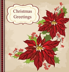 Retro Christmas greeting card with flower vector image