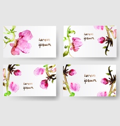 Watercolor floral background cards Watercolor floral background cards vector image