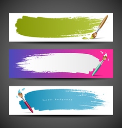 Colorful Paint brush banners background set vector image