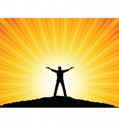 Silhouette man with arms raised vector image