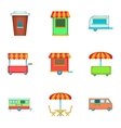 Street retail and market icons set cartoon style Street retail and market icons set cartoon style vector image