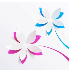Greeting card background with paper flowers vector image