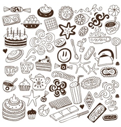 Coffee and sweets - doodles collection vector image