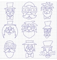 Hipster faces with mustaches and sunglasses Hipster faces with mustaches and sunglasses vector image