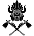 American Indian headdress and tomahawks vector image